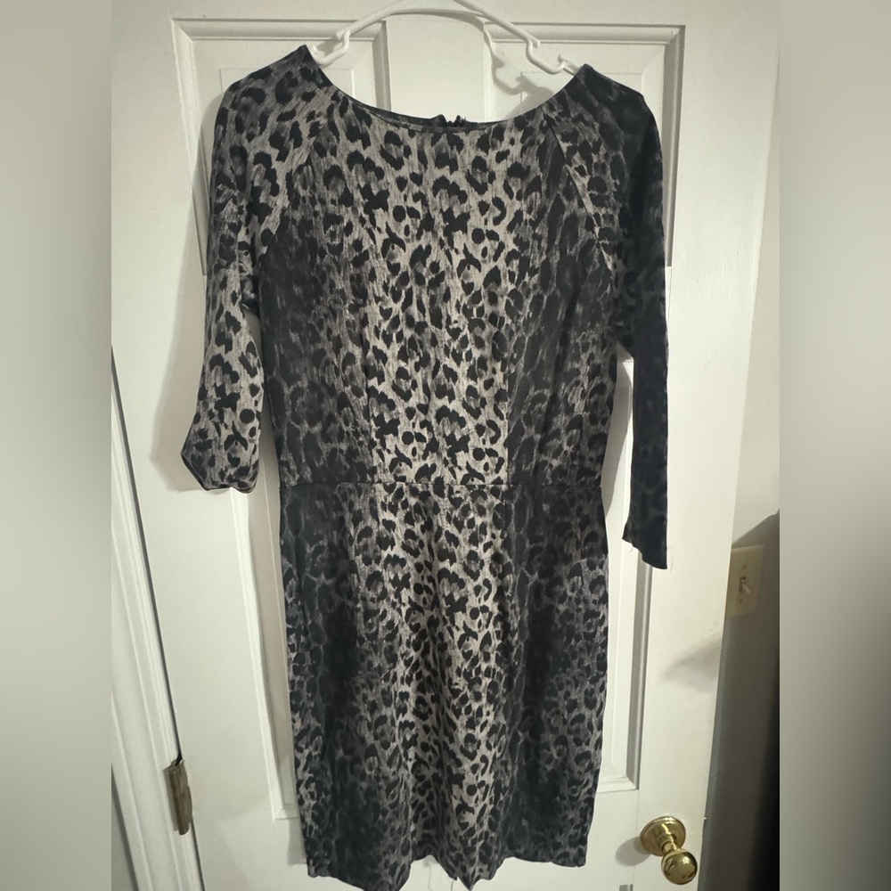The Limited Black and Gray Leopard Print Long Sleeve Dress vintage